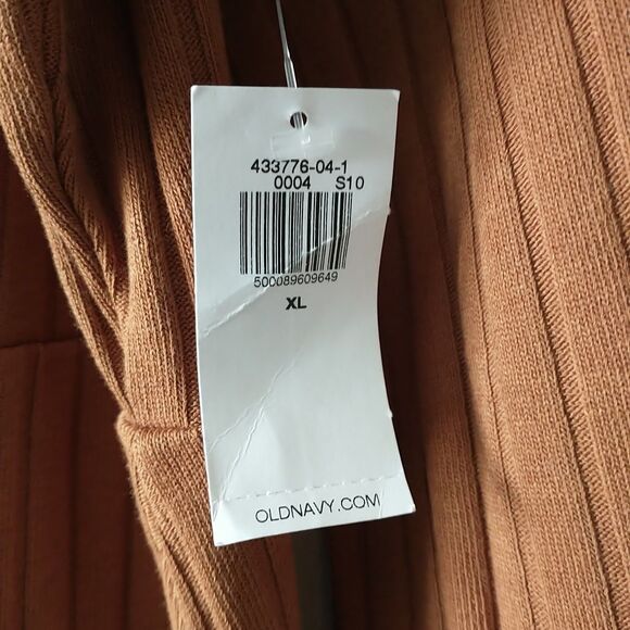 Old Navy Maternity Dress XL Brown Maxi Faux Wrap Rib Knit Long Sleeve Cotton New - Picture 6 of 8